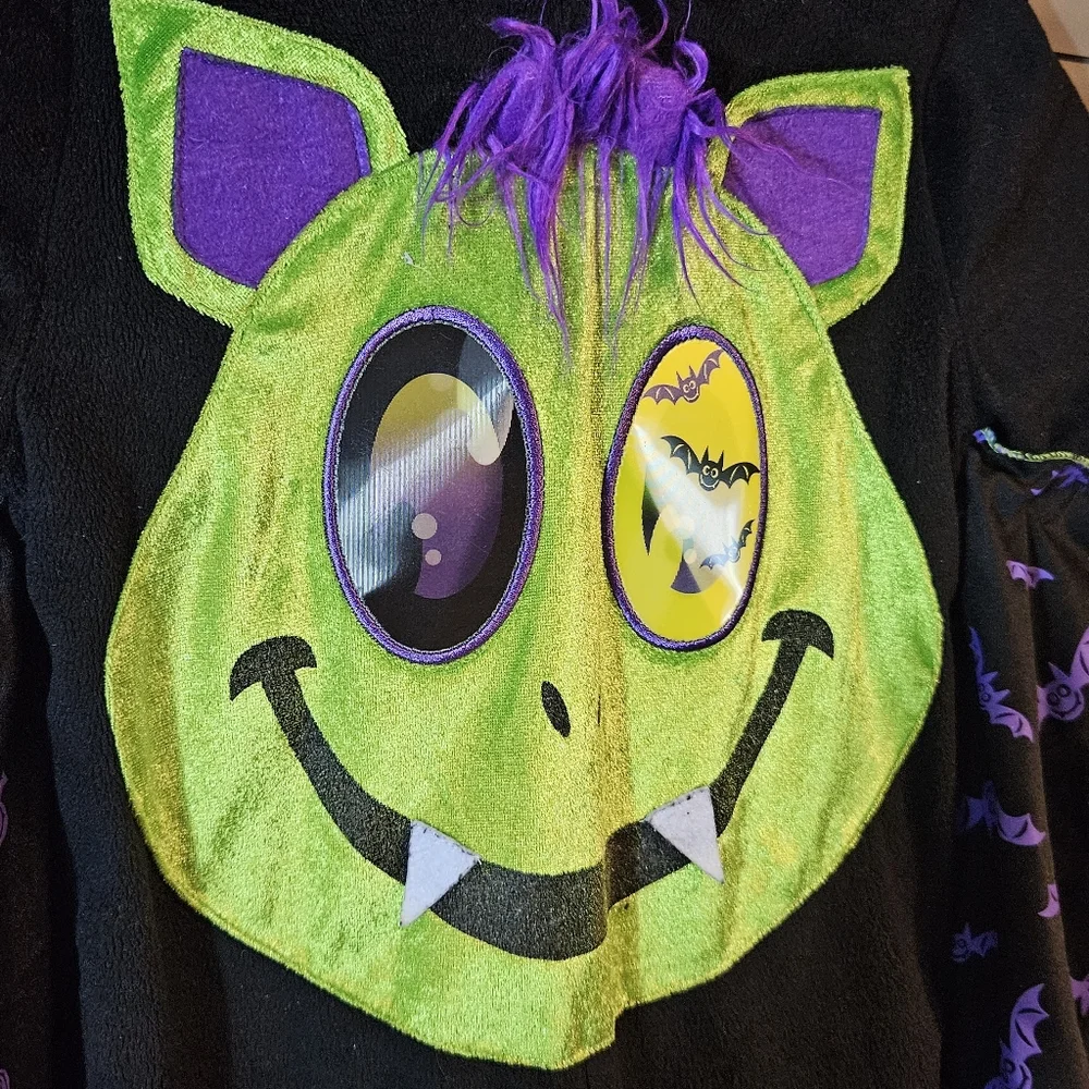 VGC 1 of 2 matching 2-3 yrs Halloween onesie costume, green, holographic eyes - Picture 9 of 11